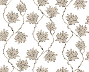 Canvas Print - Seamless botanical flowers pattern, floral print.