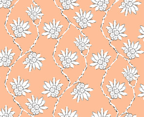 Wall Mural - Seamless botanical flowers pattern, floral print.