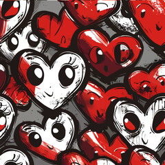 Poster - Cartoon Hearts Pattern