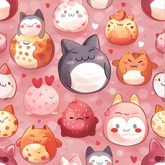 Wall Mural - Cute Cartoon Animals Pattern