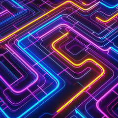 Wall Mural - abstract_neon_maze