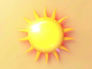 Sticker - A yellow sun with a bright light shining on it. The image has a warm and bright mood, and it conveys the idea of a sunny day