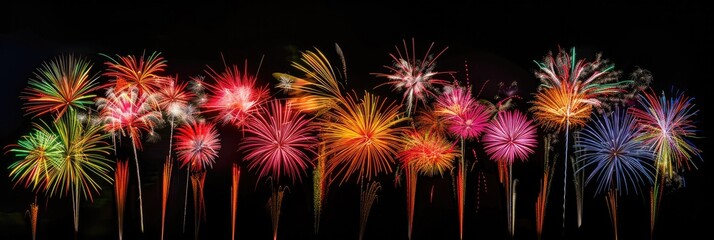 Wall Mural - Vibrant Display of Fireworks in the Night Sky