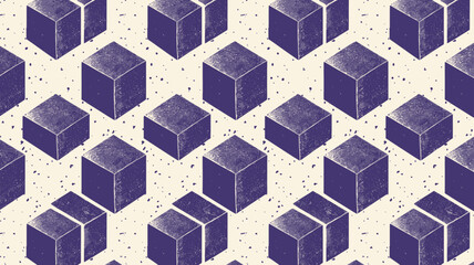 Wall Mural - Purple Cubes Pattern on a Cream Background