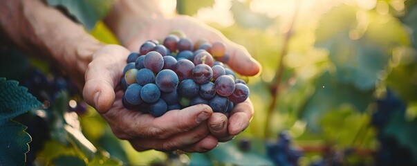 Wall Mural - Harvesting Ripe Grapes in a Vineyard