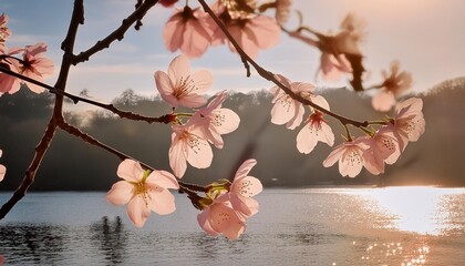 Wall Mural - flying cherry petals