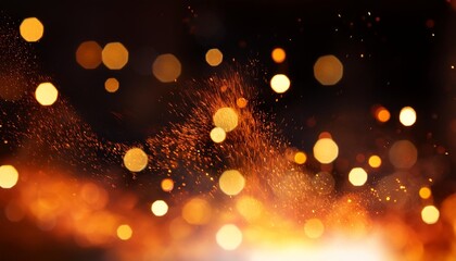 Wall Mural - bokeh of fire sparks particles with flame blurred sparks from fire on dark abstract background