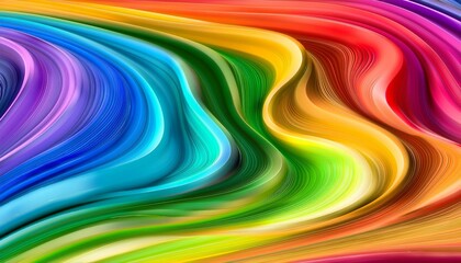 Poster - abstract rainbow waves with liquid like texture