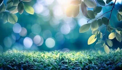 beautiful abstract lights of green nature using as background or wallpaper concept