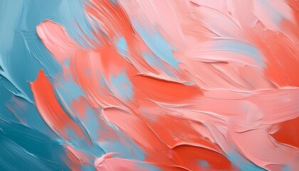 Wall Mural - pink coral and blue paint brush strokes background