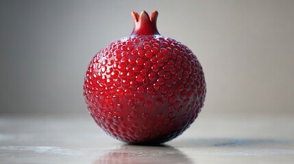 Wall Mural -   A close-up of a red fruit on a white table against a gray wall background