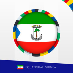 Sticker - Equatorial Guinea Flag with Colorful Circle Border.