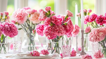 Canvas Print - Flowers of Carnation Decorating the Table