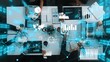 © Summit Art Creations - Top down aerial view of business people discussing about financial strategy on table with document and tablet display investment statistic at meeting. Diverse team brainstorm about plan. Directorate.