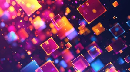 Leinwandbilder - Digital design with colorful abstract squares and text space