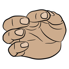 Poster - Human hand in pinch gesture. Front view. Cartoon style. Isolated vector illustration.