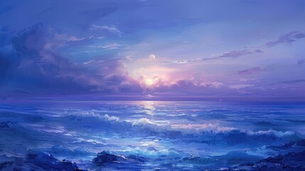 Poster - Twilight view of the ocean and sky