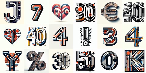 Bauhaus art style Lettering Typeface. AI generated illustration