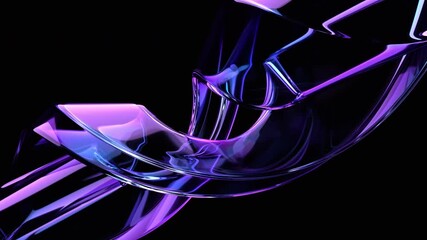 Poster - Abstract animation, rotating glass shape on black background, 4k seamless looping video, 3d render