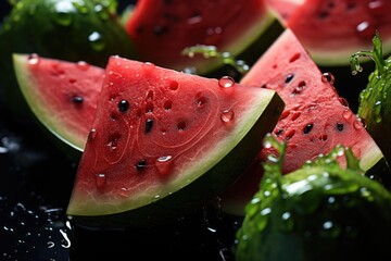 Detailed watermelon closeup to the bottom, generative IA