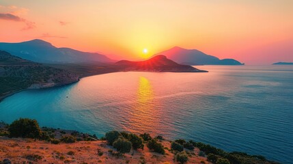 Wall Mural - Sunset Over the Aegean Sea