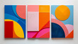 © aviavlad - Colorful abstract art triptych displayed on white wall