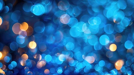 Poster - Blurry blue lights bokeh on abstract background