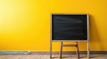 Wall Mural - Yellow background with blackboard for text Concept of education