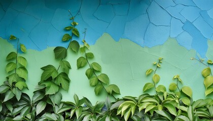 Wall Mural - outdoor stucco wall background beautiful and calming shades of green and blue