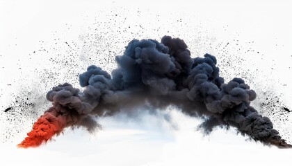 Wall Mural - black smoke explosion on empty transparent background isolated abstract brush generative ai