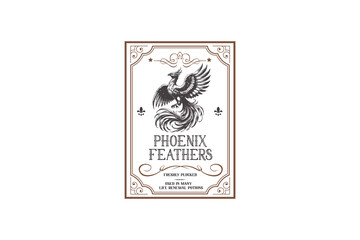 Phoenix Feathers, Vintage Halloween Potion Label Design 