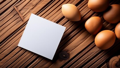 Wall Mural - top view of white sticky note on wooden background