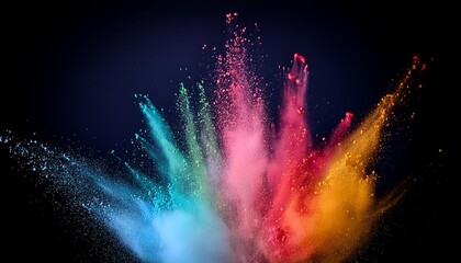 Wall Mural - colorful powders splattered on a dark backdrop capturing the vibrant explosion of multicolored glitter perfect for a copy space image