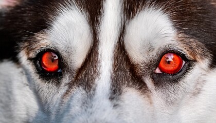 Wall Mural - close up on red eyes of husky