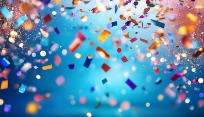 Wall Mural - celebration and colorful confetti party on blue abstract background