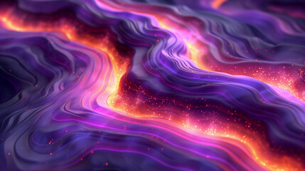 Wall Mural - Abstract flowing layers with vibrant colors, showcasing dynamic shapes and particles. Abstract background with neon and glowing elements. Wavy lines