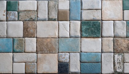 Wall Mural - old ceramic tile with cement texture cement and concrete stone mosaic tile