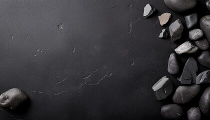 Wall Mural - black stone background grey cement texture top view flat lay