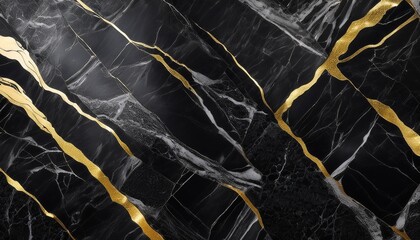 Sticker - dark marble black marble stone background tiles stone gold silver