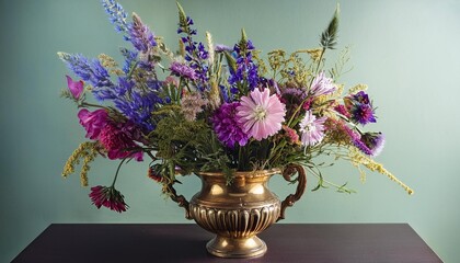 Wall Mural - bouquet of wild flowers in a vase in classic renaissance style