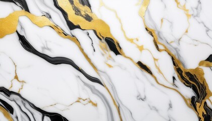 Poster - white black and gold marble texture design