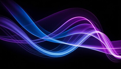 Wall Mural - neon colour purple lines on black background creative abstract wallpaper banner abstract neon blue wave on black background a blue and purple smoke colorful curvy light trail isolated on black