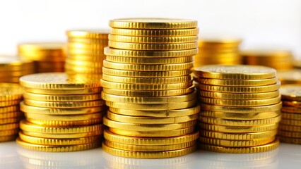 Wall Mural - Stack of Gold Coins, Macro Photography, Shiny, Wealth, Investment, Finance, Currency