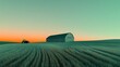 © Aleksandra - Lofi illustration of an old rustic barn in the countryside surrounded by fields and wildflowers with a vintage tractor parked nearby and a gentle sunset in the background