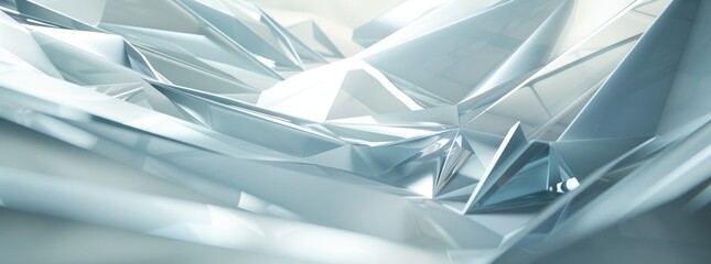 Poster - with copy space, a random shifted white triangle background wallpaper banner pattern can be used