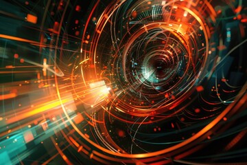 Poster - Abstract spiral design with glowing lights