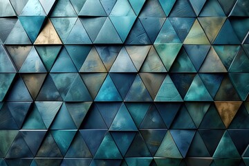 Wall Mural - Abstract Geometric Pattern with Blue and Brown Triangles