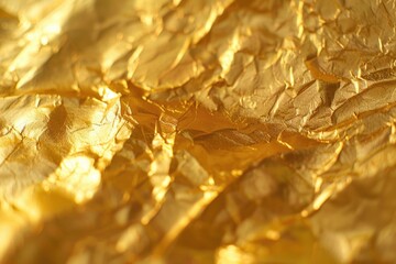 Poster - A close-up shot of shiny golden foil with intricate patterns and texture