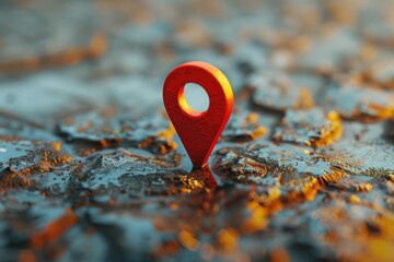 Aufkleber - A small red pin sits on the sand of a peaceful beach, perfect for use in travel or outdoor-themed designs