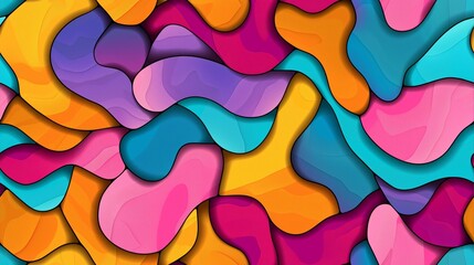Poster - A colorful abstract painting with many different colors and shapes. The painting is full of energy and movement, with the colors blending together in a dynamic way